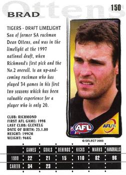 2000 Select AFL Millennium #150 Brad Ottens Back